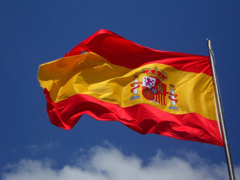 Hiszpania – ciekawostki o kraju południa Europy. NA zdjeciu flaga Hiszpanii.